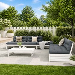 6 Piece Outdoor Lounge Set with Cushions in White