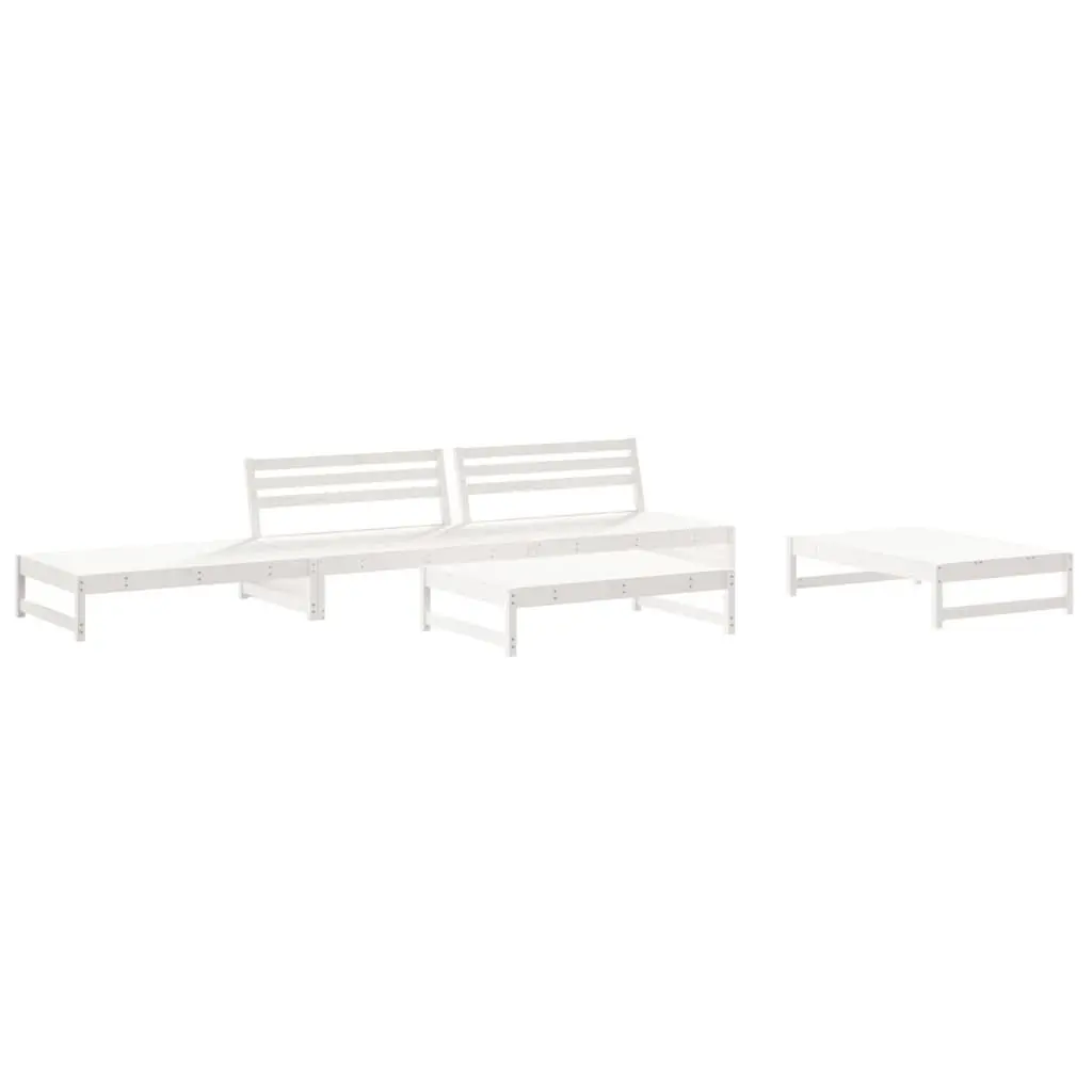Garden Lounge Set Solid Pine Wood 6 Piece Outdoor Furniture with Cushions White