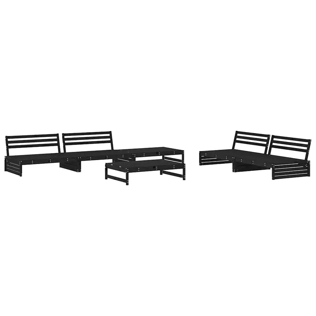 6-Piece Black Garden Lounge Set with Cushions