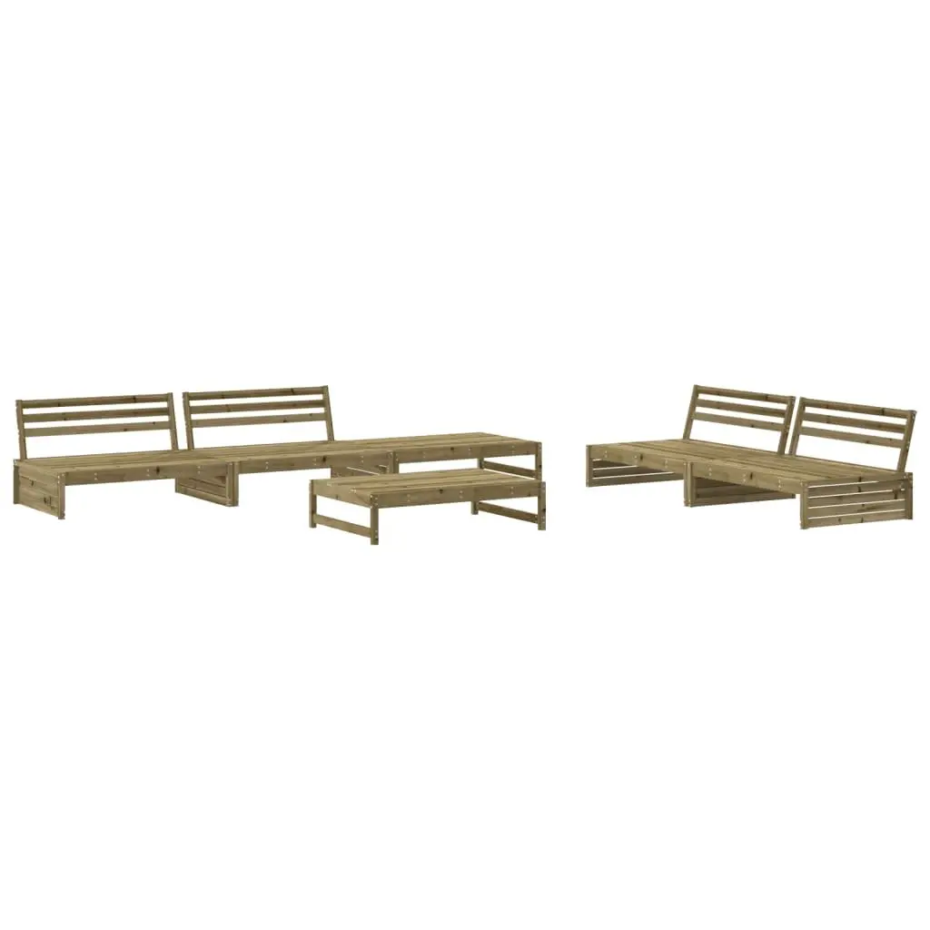 Garden Lounge Set Impregnated Pine Wood 6 Piece Brown with Cushions