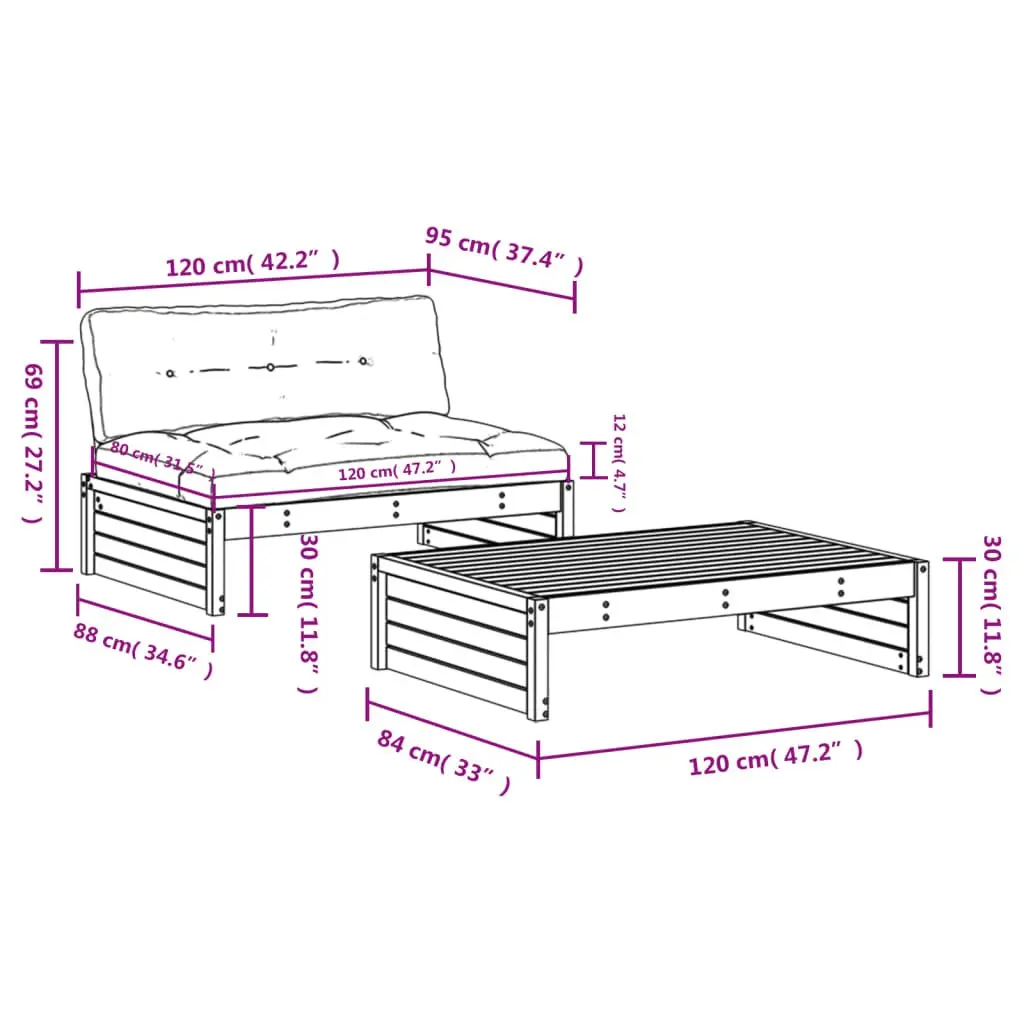 2-Piece Garden Lounge Set with Cushions