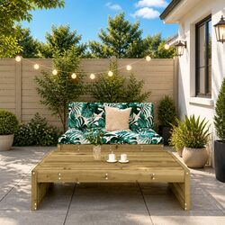 Outdoor Lounge Set 2 Piece Wooden Furniture with Cushions