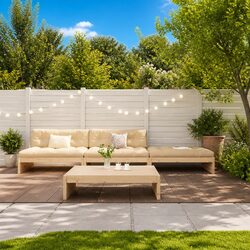 Sturdy Wooden Garden Lounge Set with Cushions - 4 Pieces