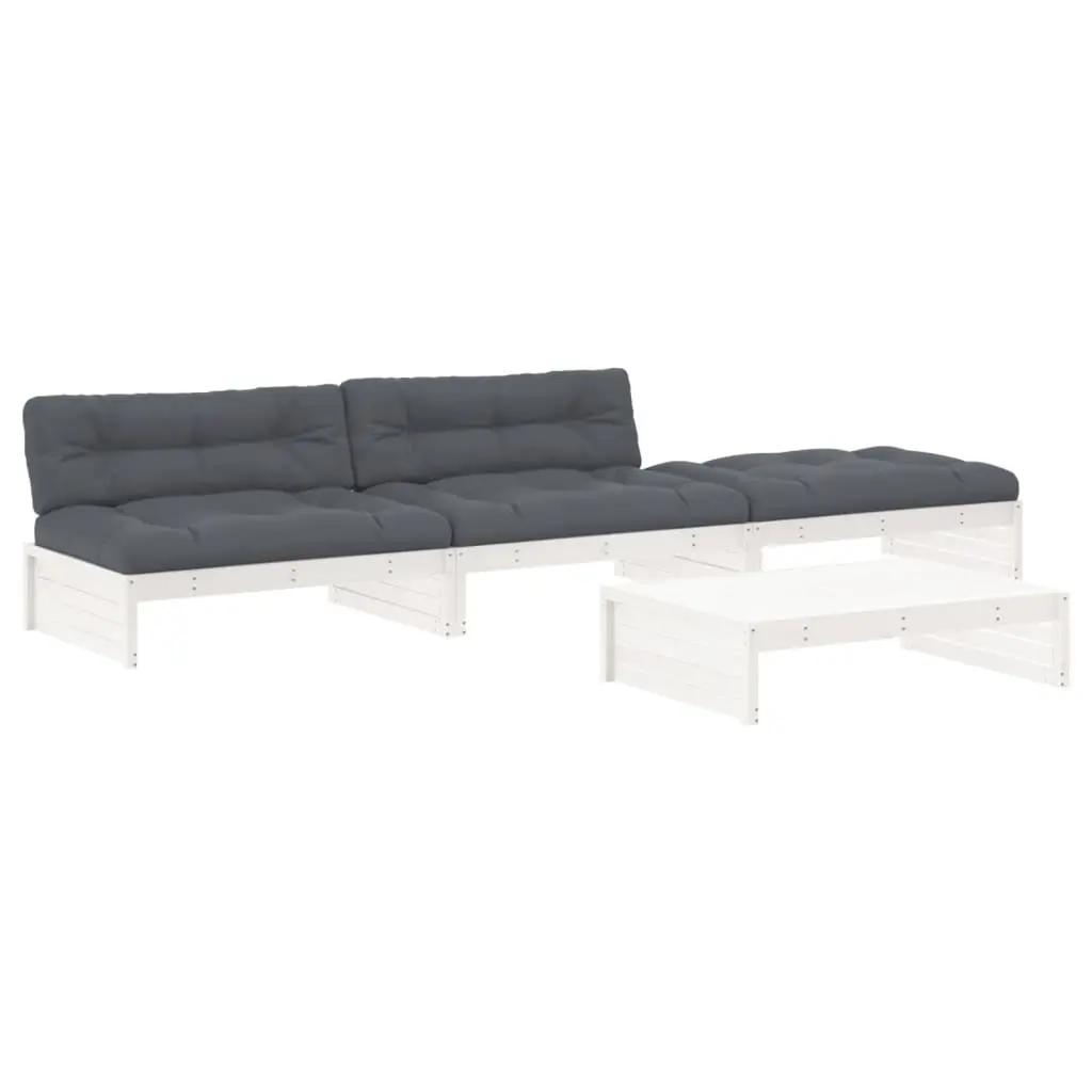 4 Piece Outdoor Wooden Lounge Set with Cushions
