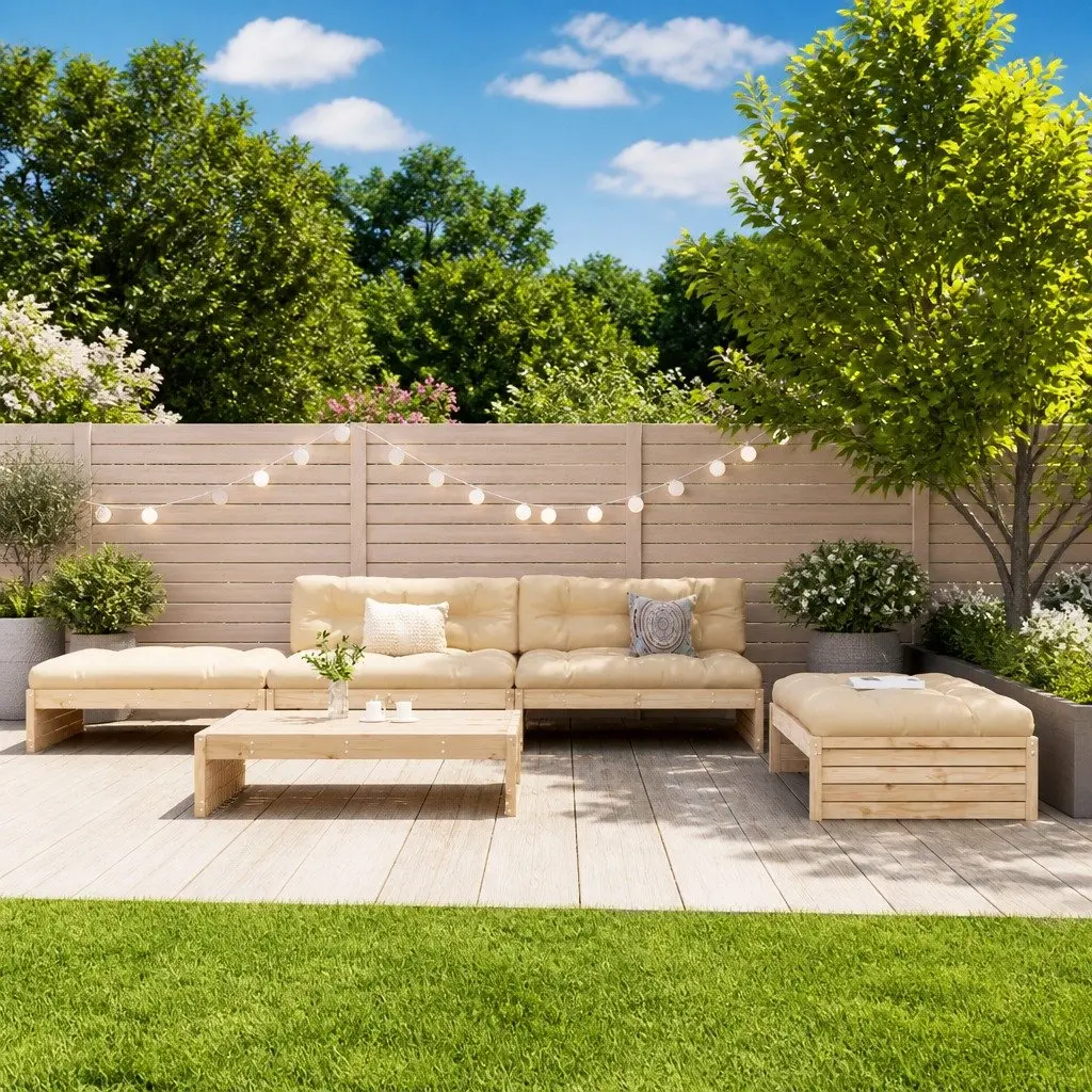 5-Piece Solid Wood Garden Lounge Set with Cushions