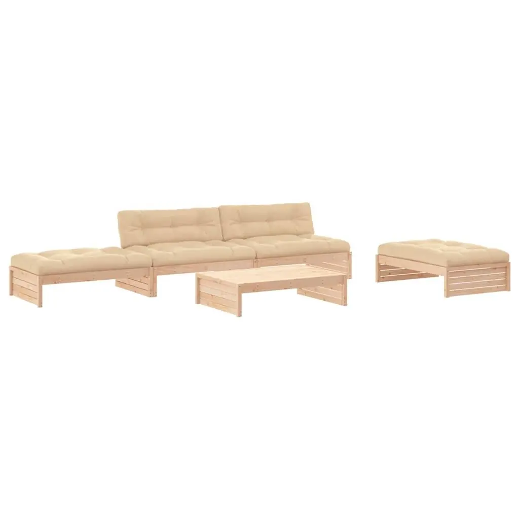 5-Piece Solid Wood Garden Lounge Set with Cushions