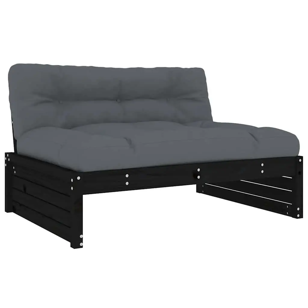 Garden Lounge Set Solid Pine Wood 5 Piece Outdoor Furniture Black