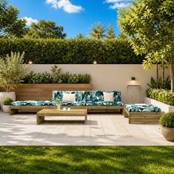 5-Piece Outdoor Wooden Garden Lounge Set with Cushions