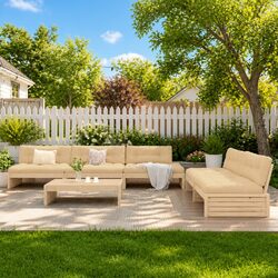 Premium 6 Piece Solid Wood Garden Lounge Set for Outdoors
