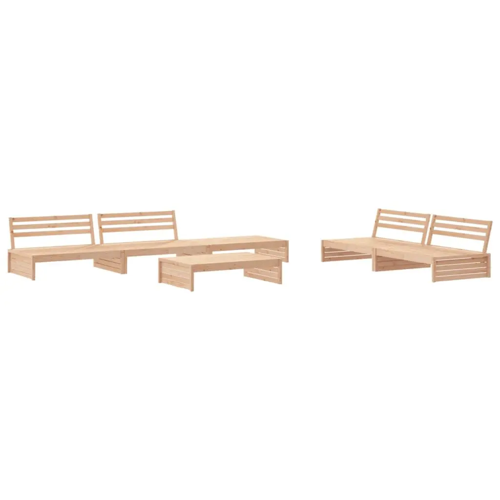Garden Lounge Set Solid Wood 6 Piece Modular Patio Furniture Brown