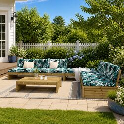 Outdoor 6-Piece Wooden Lounge Set with Cushions