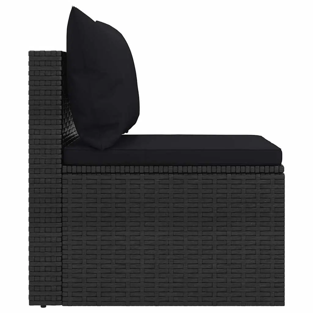 Garden Sofa Set PE Rattan 4 Piece Black Outdoor Furniture
