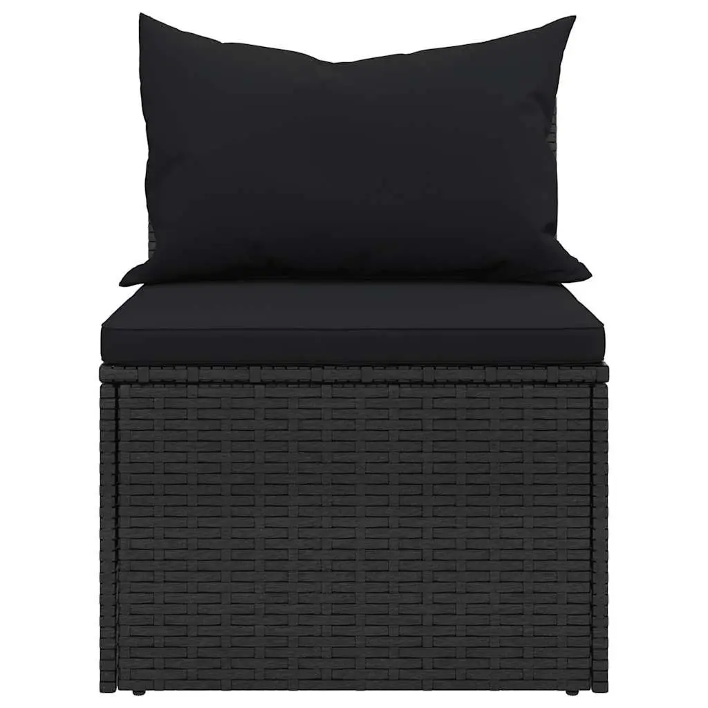 Garden Sofa Set PE Rattan 4 Piece Black Outdoor Furniture
