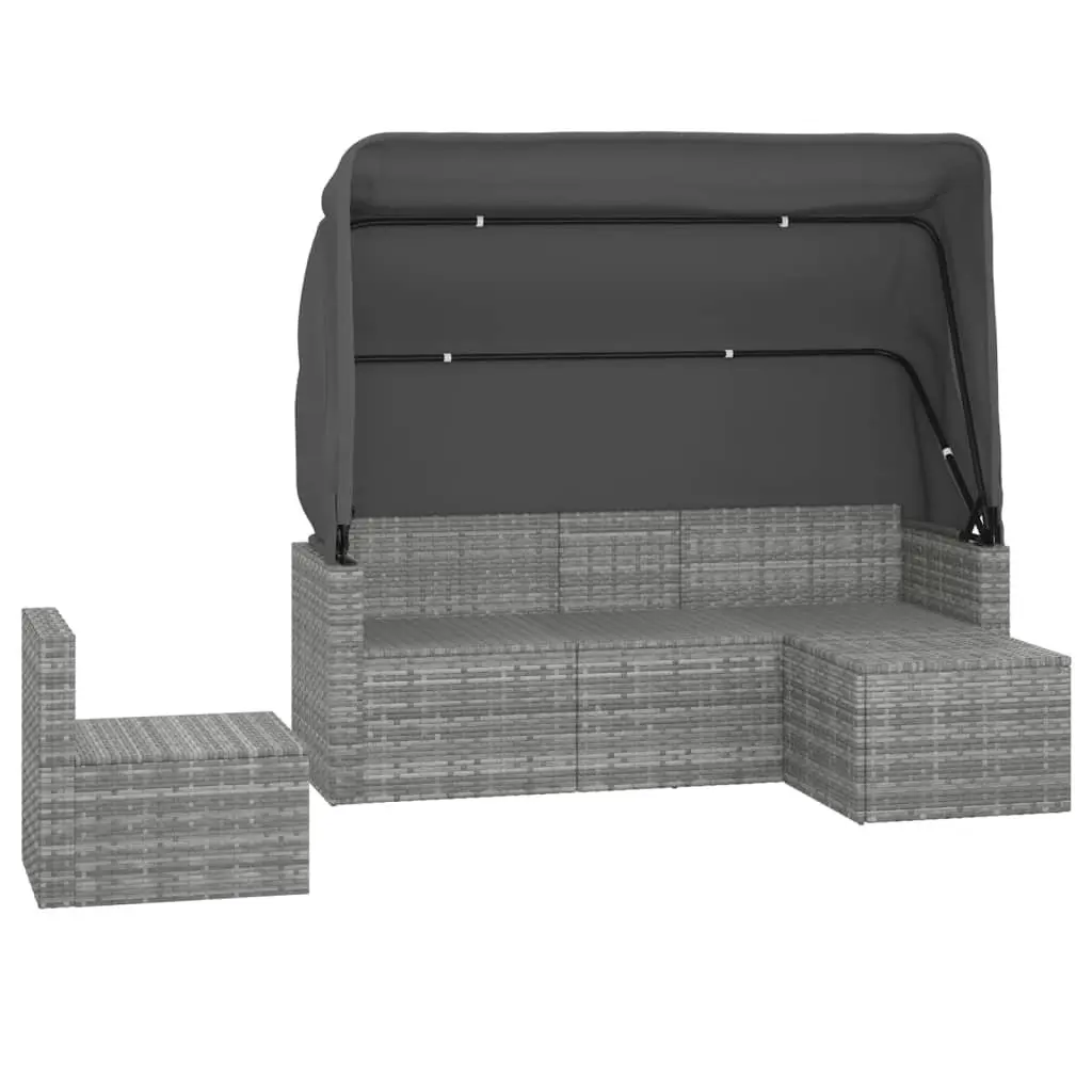 Garden Sofa Set PE Poly Rattan 4 Piece Grey Outdoor Furniture with Cushions