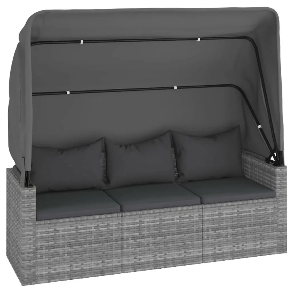 Garden Sofa Set PE Poly Rattan 4 Piece Grey Outdoor Furniture with Cushions