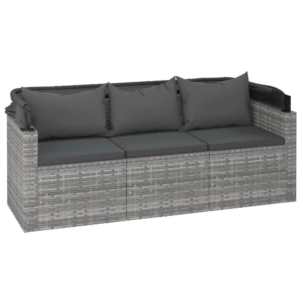 Garden Sofa Set PE Poly Rattan 4 Piece Grey Outdoor Furniture with Cushions