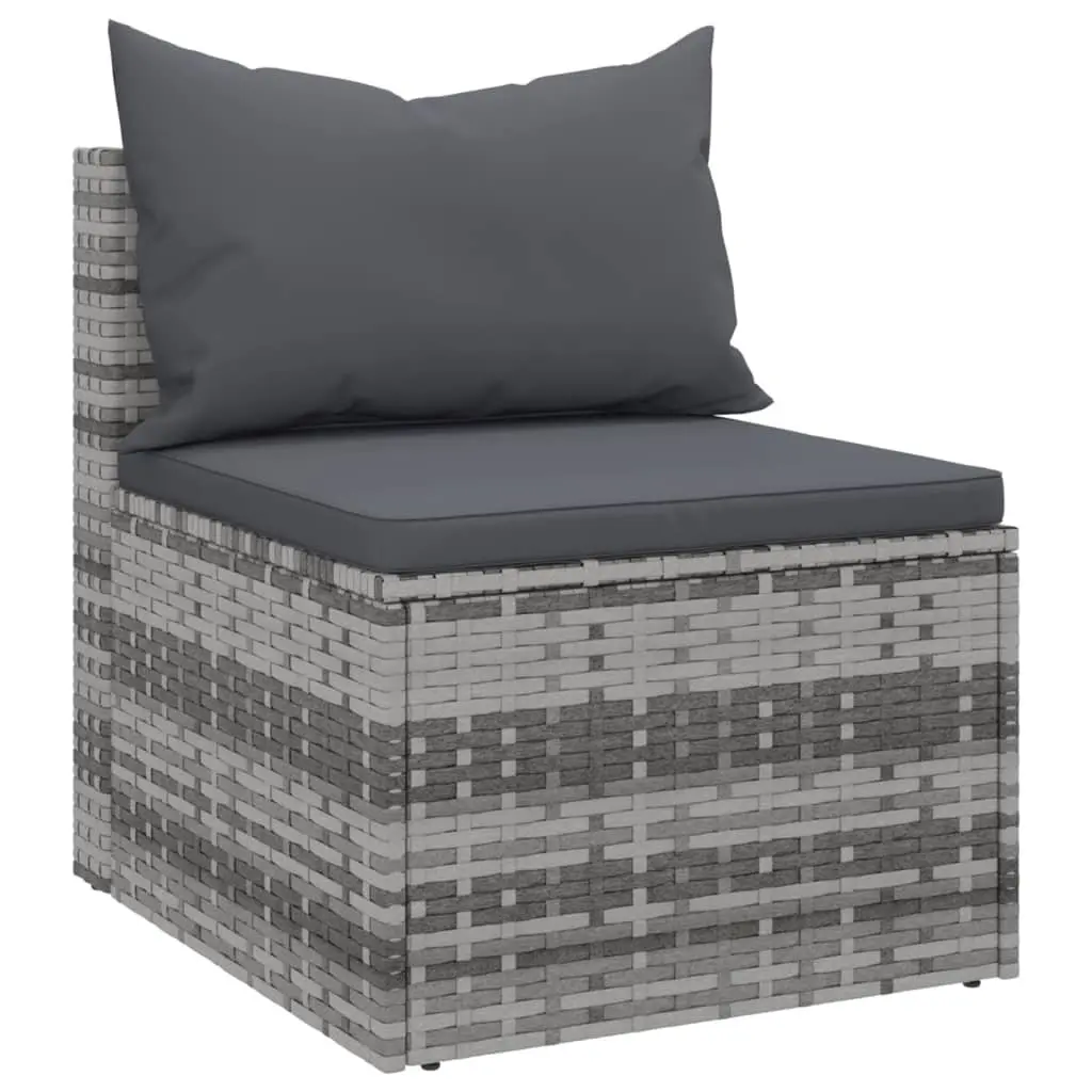 Garden Sofa Set PE Poly Rattan 4 Piece Grey Outdoor Furniture with Cushions