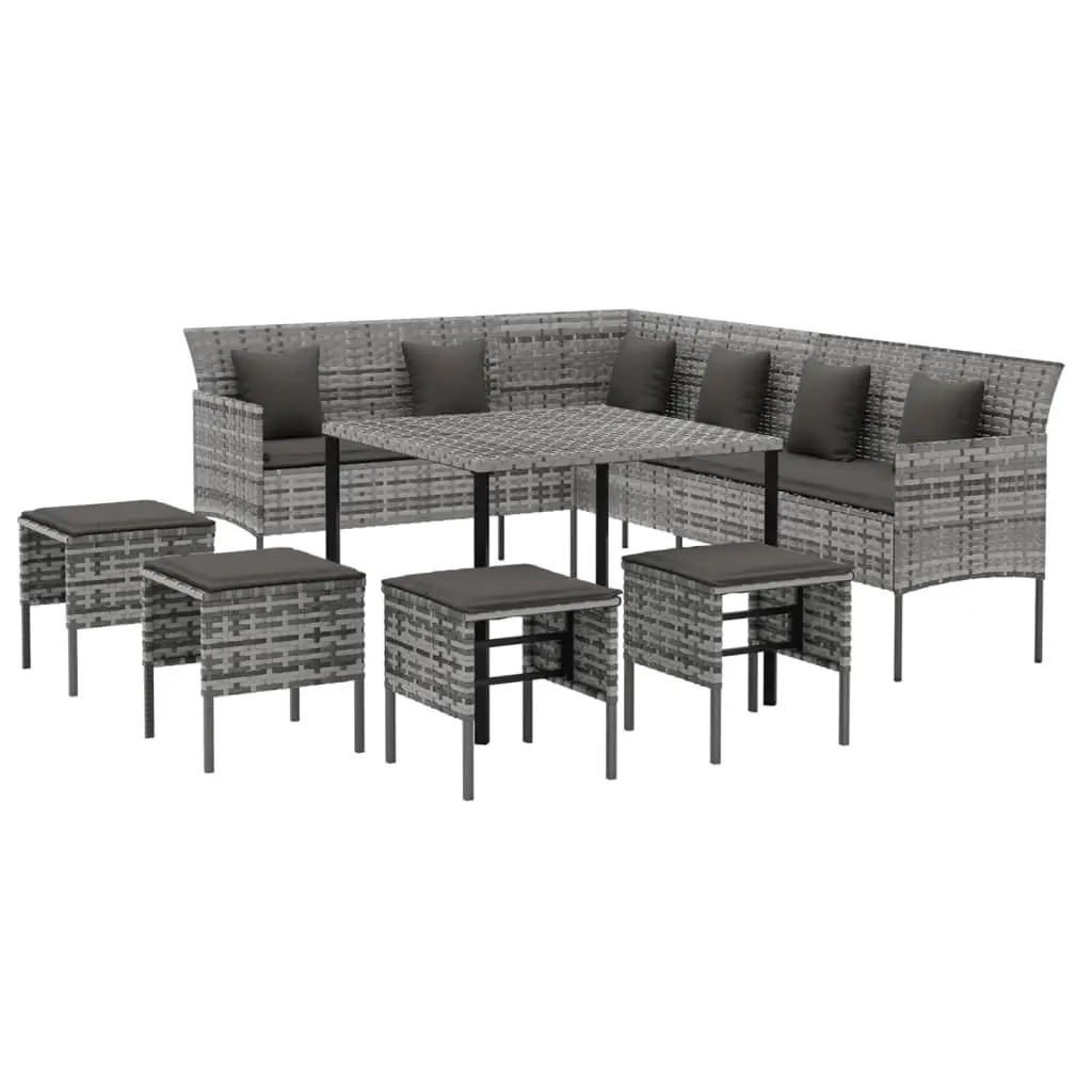 6-Piece Grey Garden Dining Set with Cushions