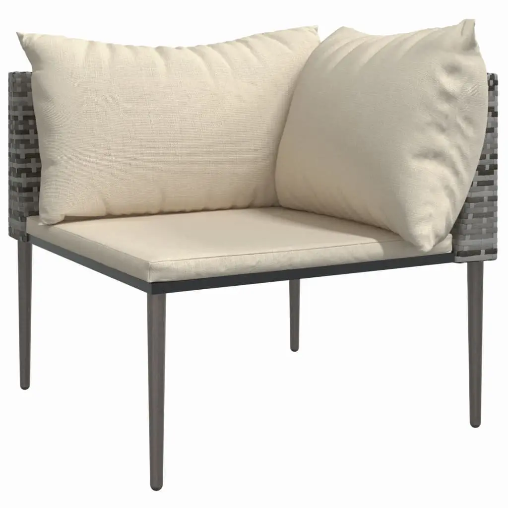 Garden Lounge Set PE Rattan 5 Piece Outdoor Furniture Grey with Cushions Table