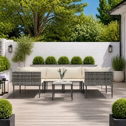 Durable 7 Piece Outdoor Garden Lounge Set in Grey