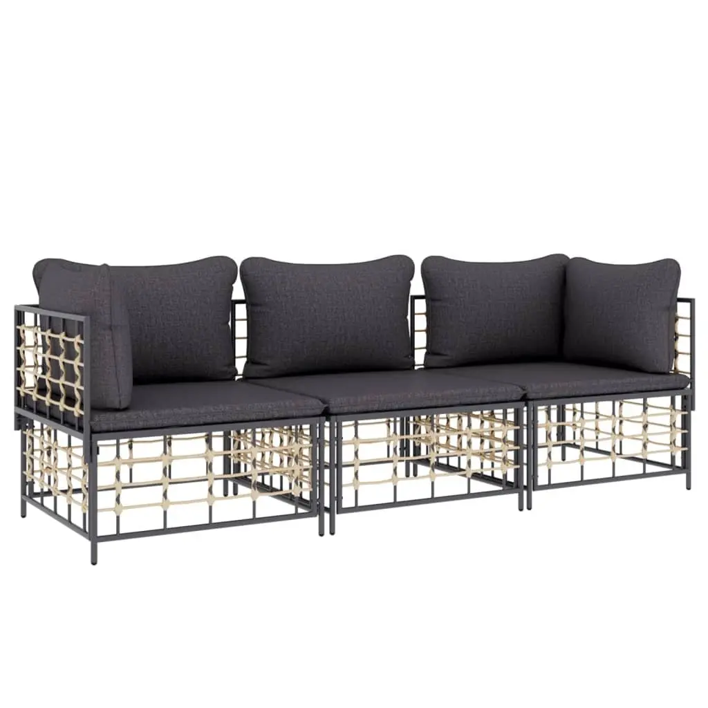 3 Piece Garden Lounge Set in Anthracite with Cushions