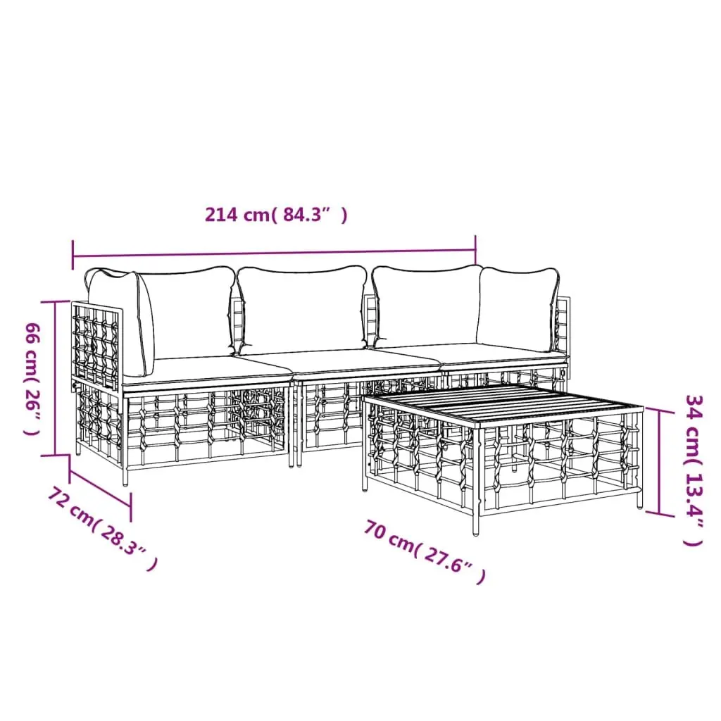 4-Piece Anthracite Outdoor Garden Lounge Set