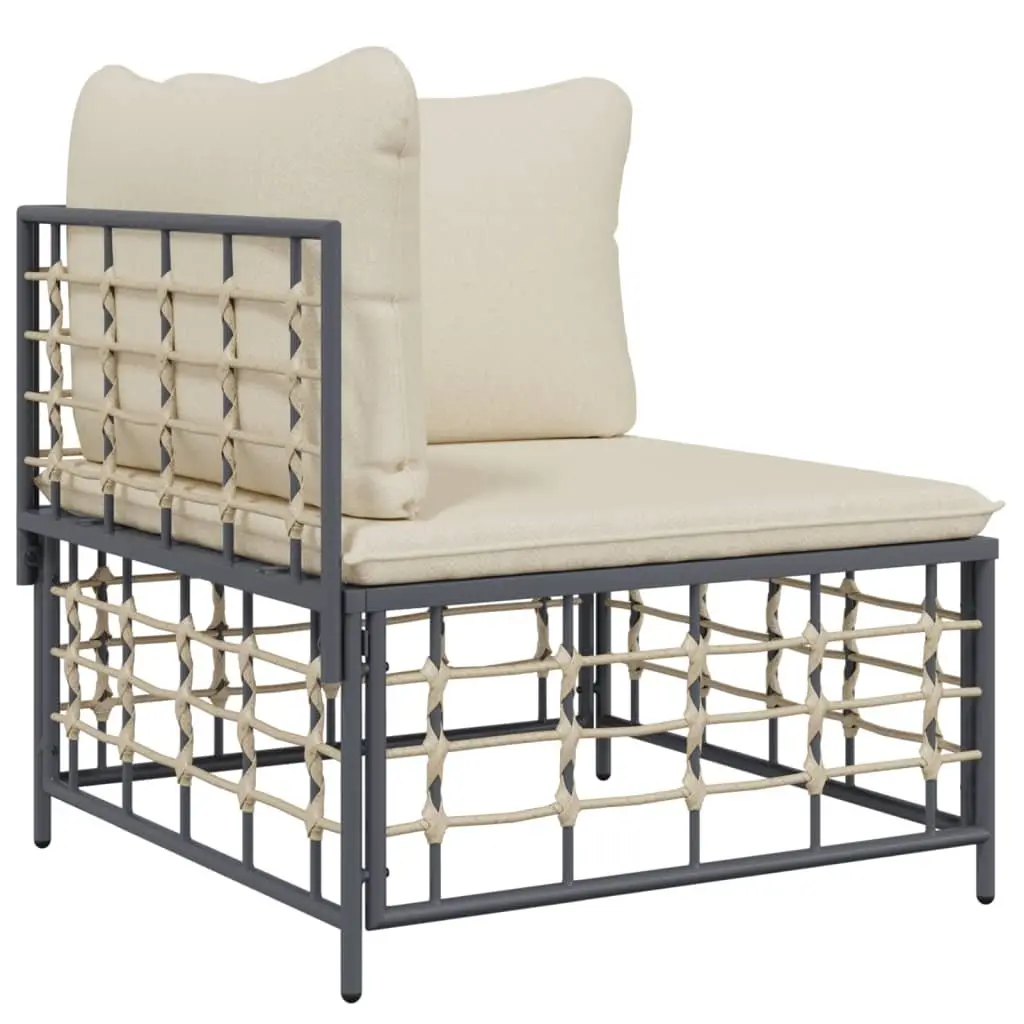 Garden Lounge Set Poly Rattan Anthracite 4 Piece Outdoor Seating with Cushions