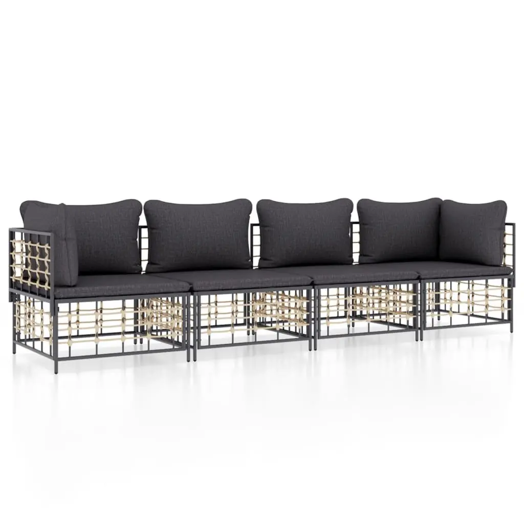 4-Piece Anthracite Garden Lounge Set with Cushions