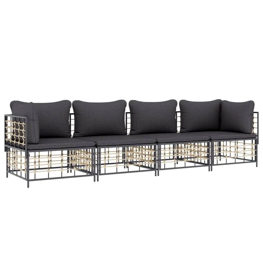 4-Piece Anthracite Garden Lounge Set with Cushions
