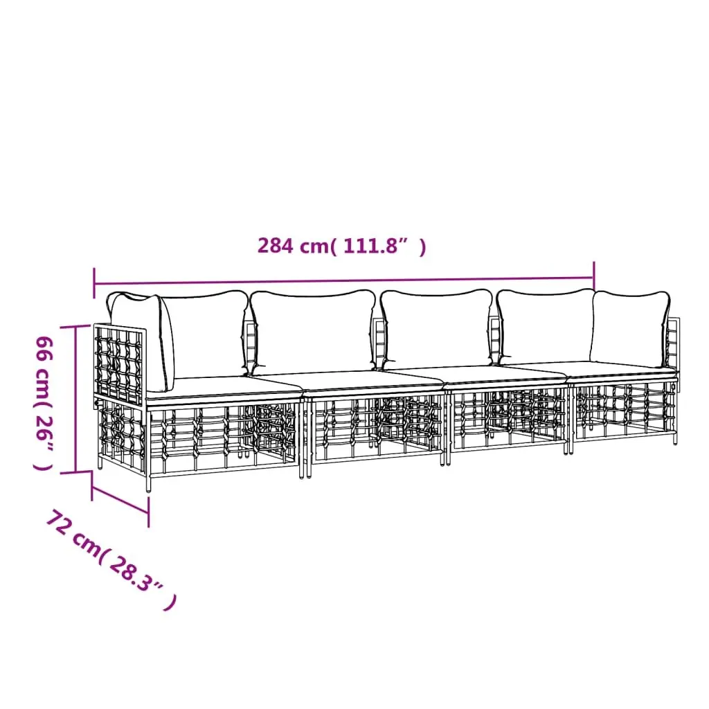 4-Piece Anthracite Garden Lounge Set with Cushions