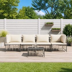 5-Piece Anthracite Garden Lounge Set with Cushions