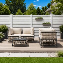 Durable 5 Piece Outdoor Lounge Set with Cushions