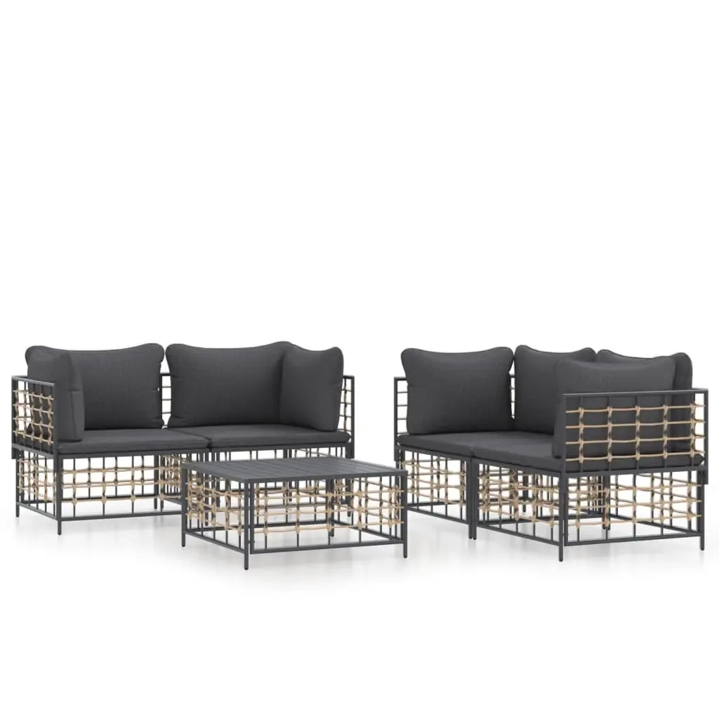 5-Piece Durable Garden Lounge Set with Cushions