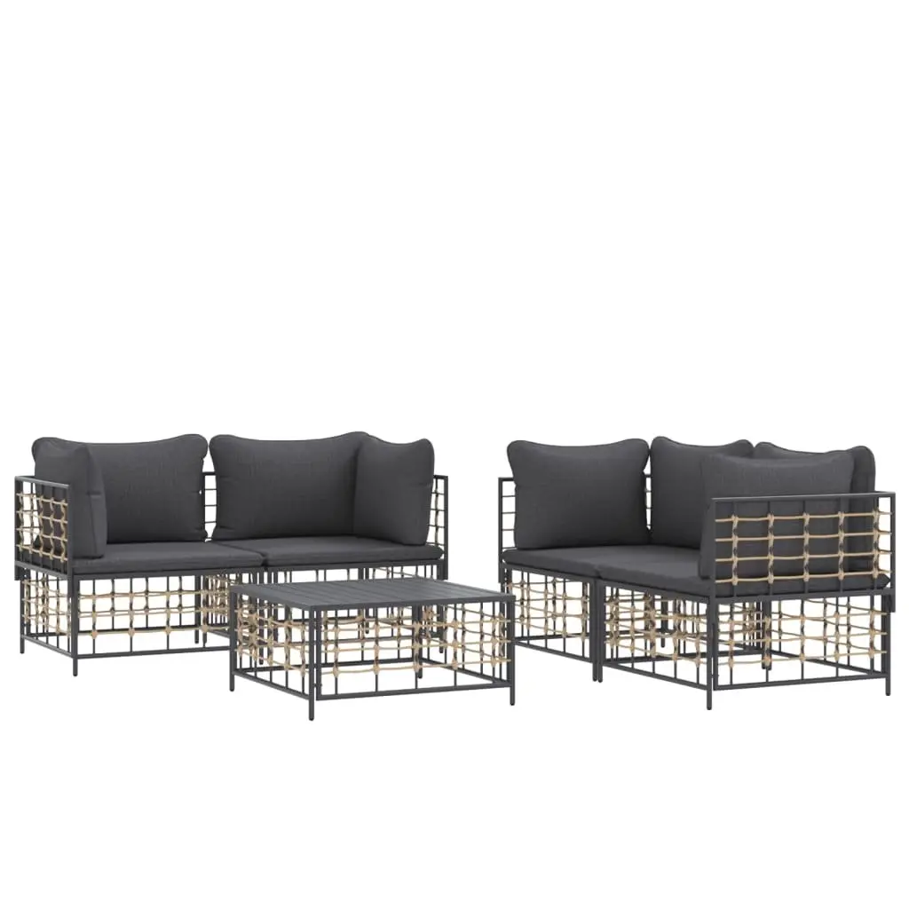 5-Piece Durable Garden Lounge Set with Cushions