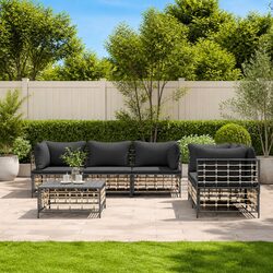 Sturdy 6 Piece Anthracite Garden Lounge Set with Cushions