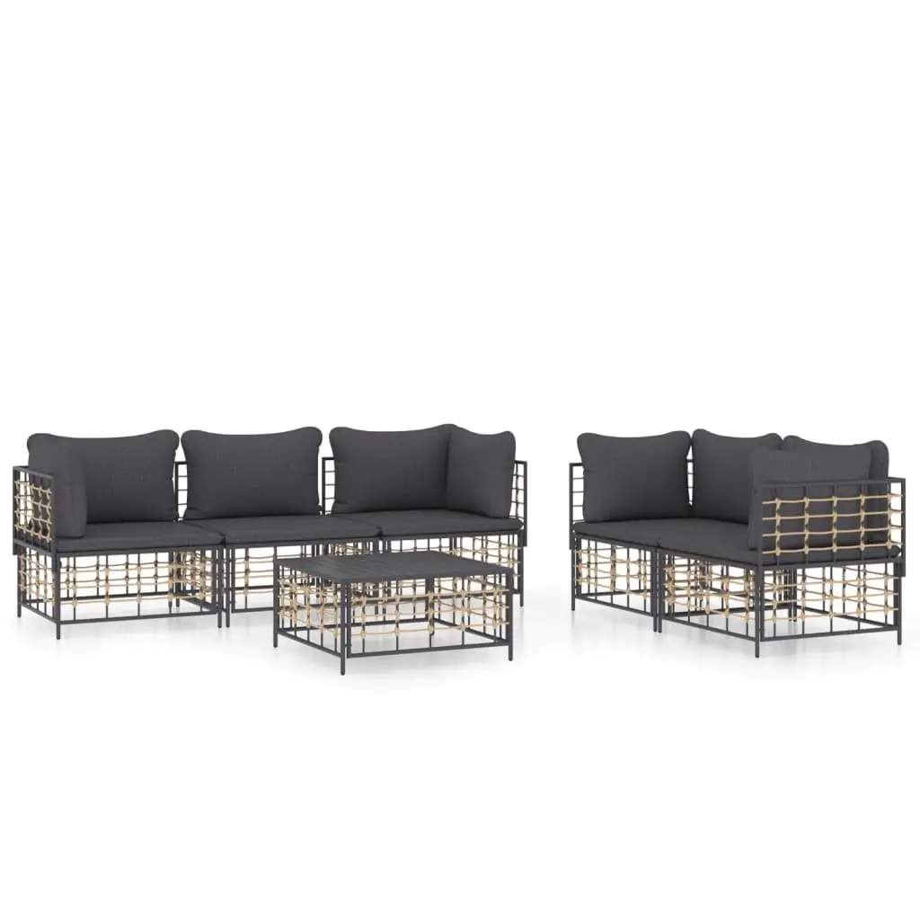 6 Piece Anthracite Garden Lounge Set with Cushions