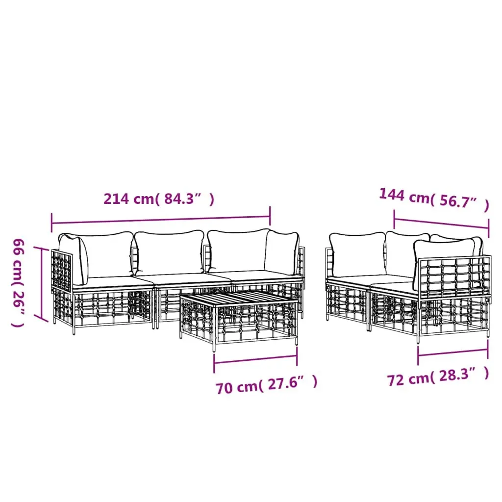 6 Piece Anthracite Garden Lounge Set with Cushions