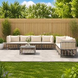 8-Piece Garden Lounge Set with Cushions in Anthracite