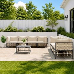 Premium 9 Piece Garden Lounge Set with Cushions in Anthracite
