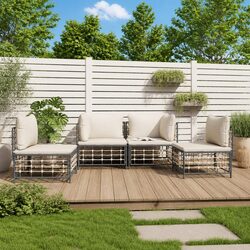Stylish 4 Piece Anthracite Garden Lounge Set with Cushions