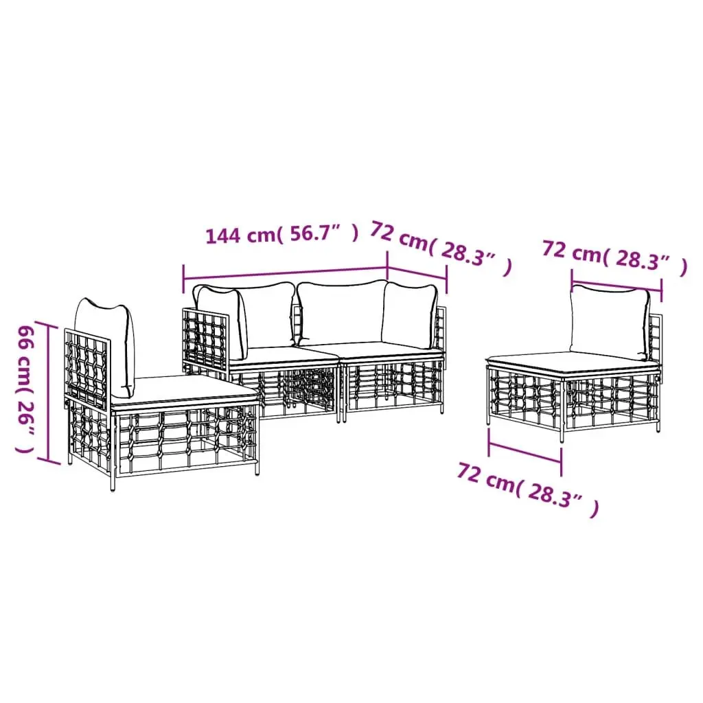 4-Piece Outdoor Lounge Set in Anthracite