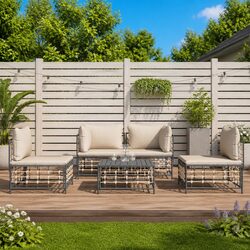 Premium 5-Piece Outdoor Garden Lounge Set with Cushions