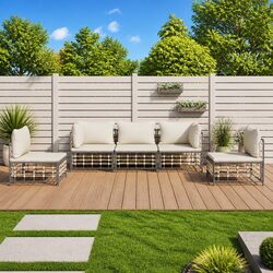 Durable 5 Piece Garden Lounge Set with Anthracite Cushions