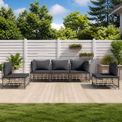 Durable 5 Piece Garden Lounge Set with Cushions in Anthracite