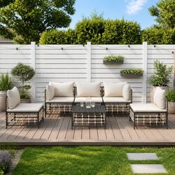 Garden Lounge Set 6 Piece Outdoor Seating Poly Rattan with Cushions Anthracite
