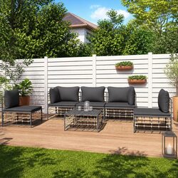 6-Piece Anthracite Outdoor Lounge Set with Modular Design