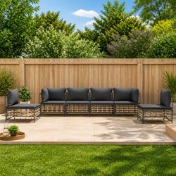 Premium 6 Piece Outdoor Sofa Set with Cushions in Anthracite