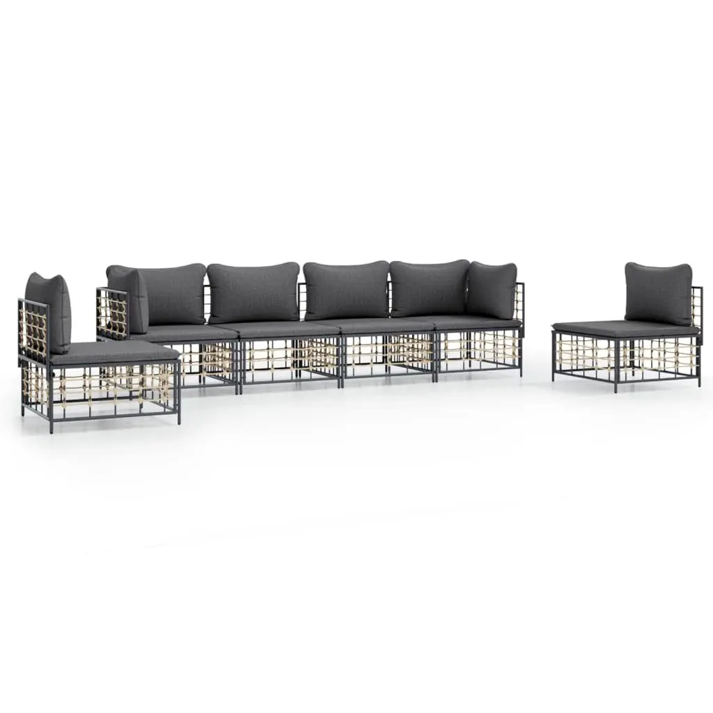 6 Piece Outdoor Sofa Set with Cushions in Anthracite