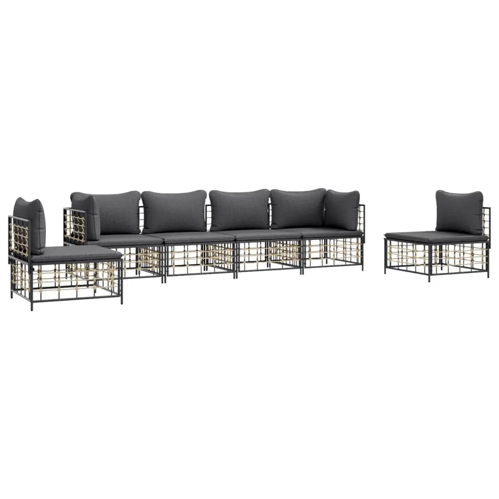 6 Piece Outdoor Sofa Set with Cushions in Anthracite