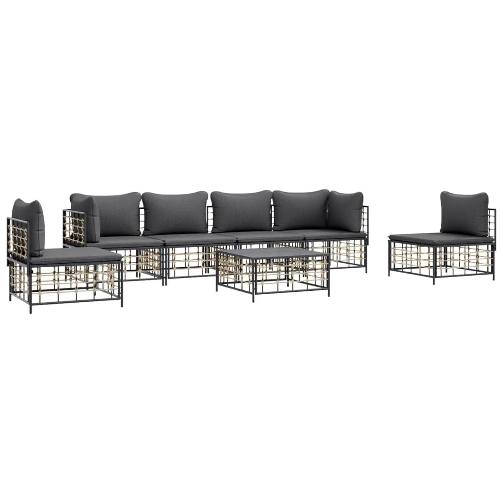 7-Piece Anthracite Outdoor Sofa Set with Cushions